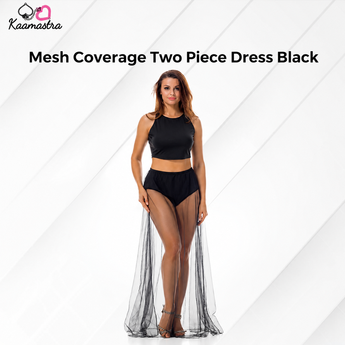 Kaamastra's Black Mesh Coverage Two-Piece Dress - Free Size