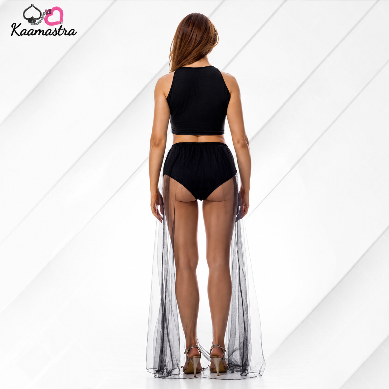 Kaamastra's Black Mesh Coverage Two-Piece Dress - Free Size