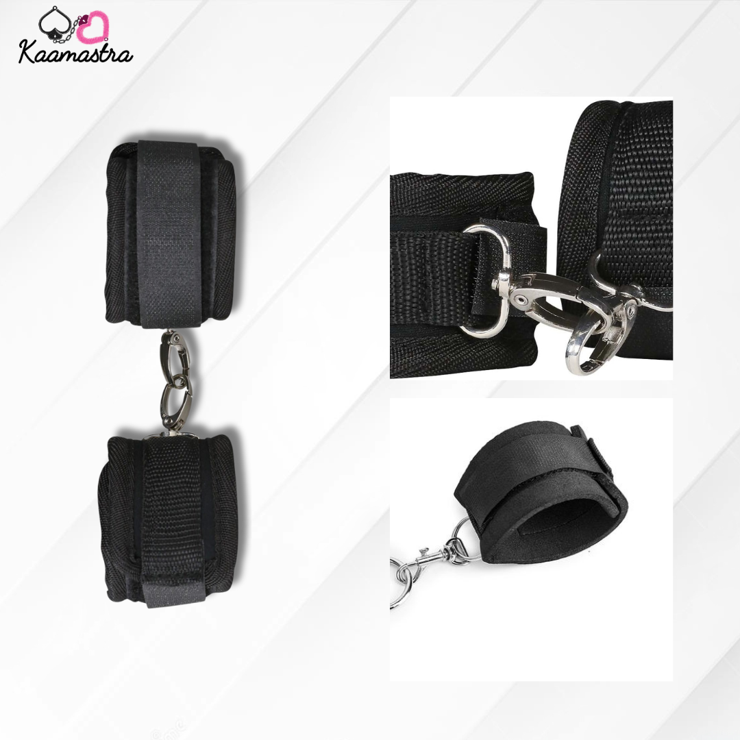 Cross buckle hand and ankle cuff on Kaamastra