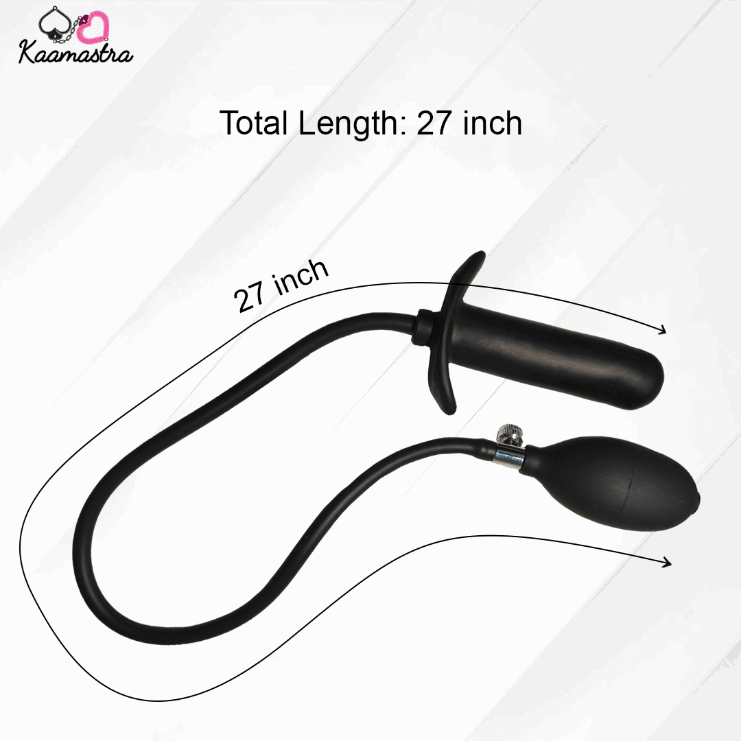 Black cord with a handle and balloon, labeled '27 inch' on a white background.