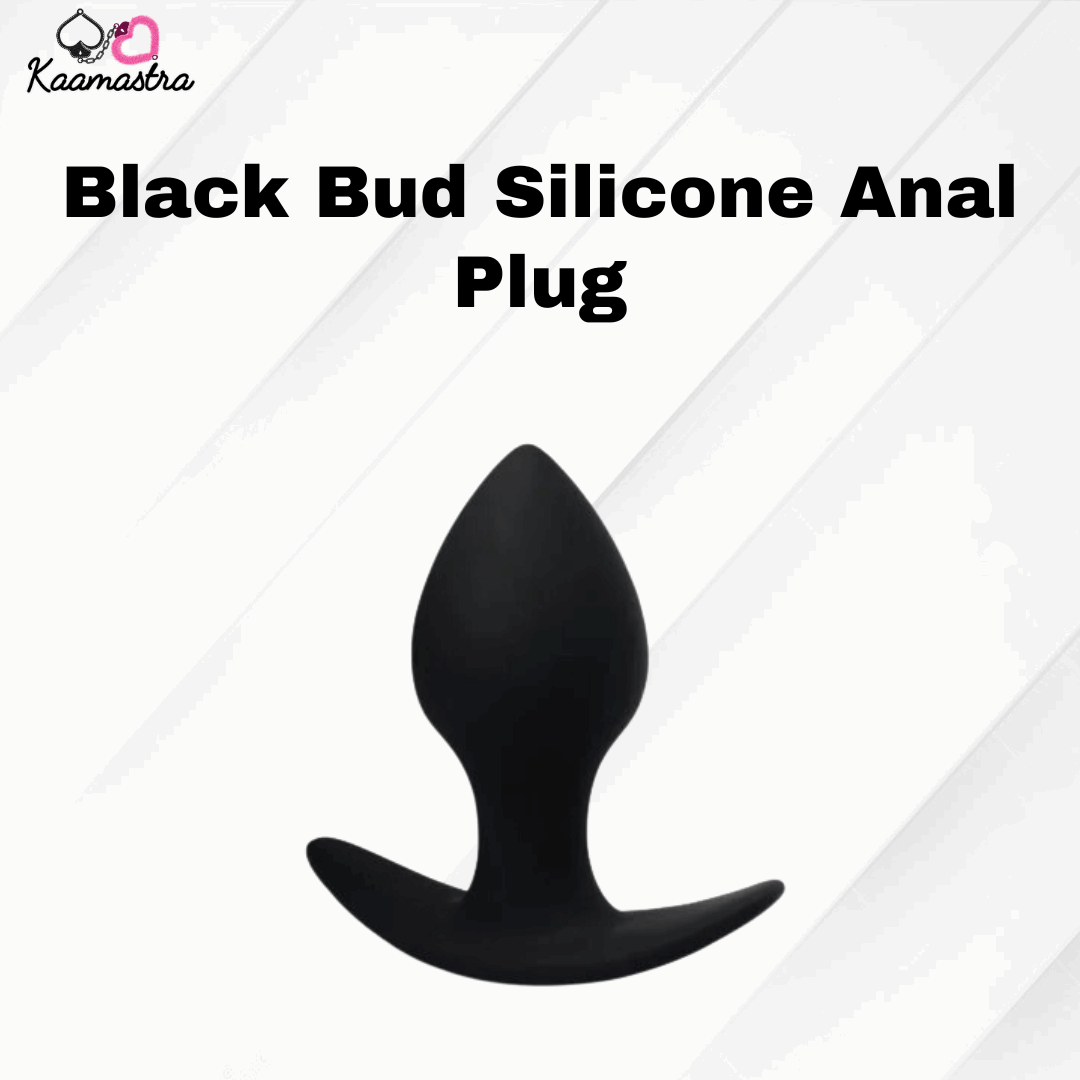 Kaamastra Black Bud Silicone Anal Plug - Sleek black design with tapered tip and flared base