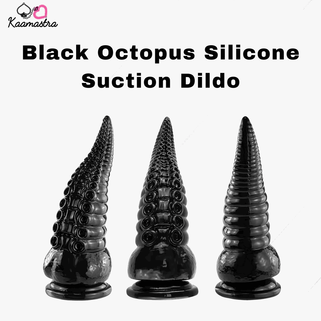 Kaamastra Black Octopus Silicone Suction Dildo - exotic tentacle design