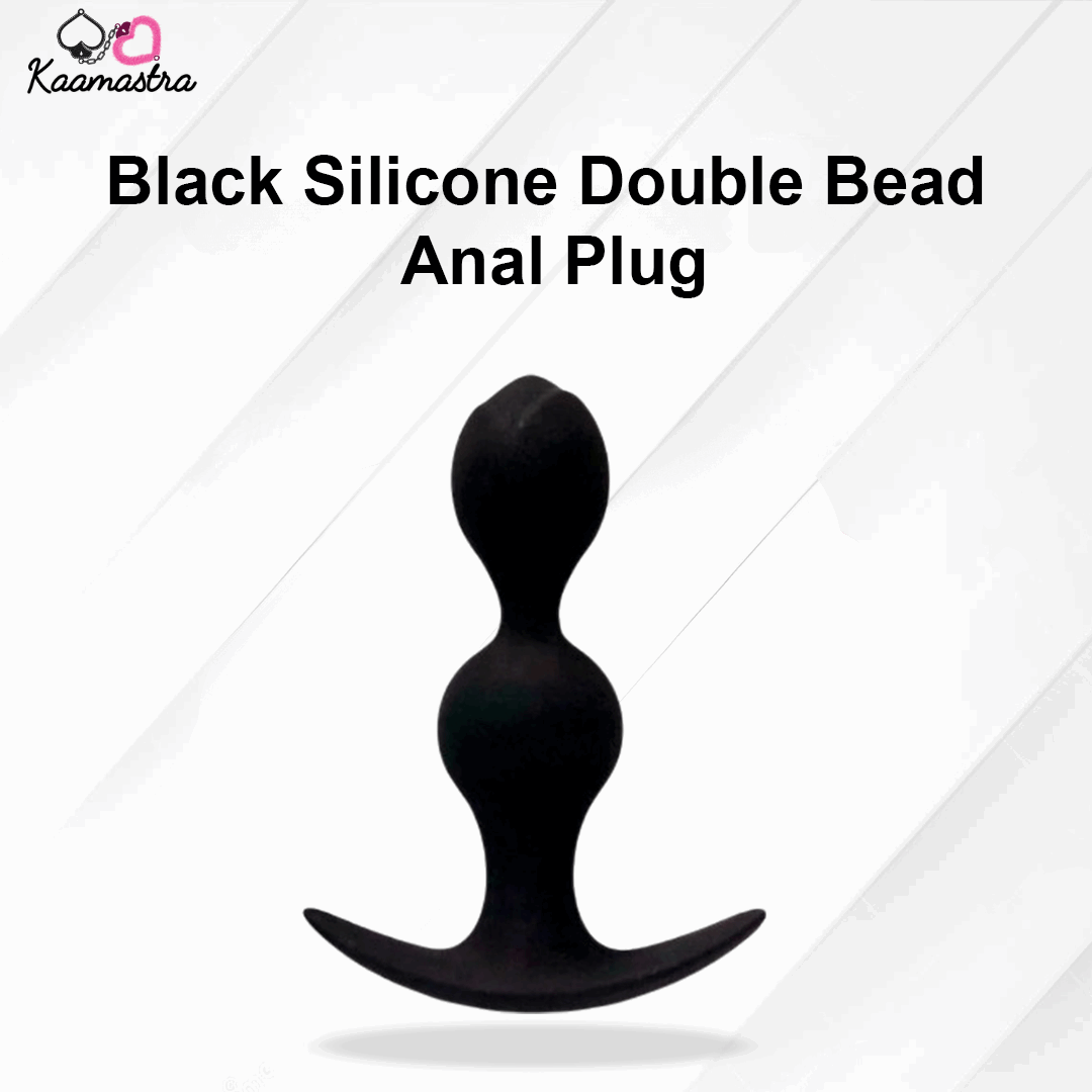 Kaamastra Black Silicone Double Bead Anal Plug - Dual-bead design for progressive pleasure