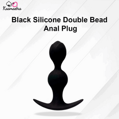 Kaamastra Black Silicone Double Bead Anal Plug - Dual-bead design for progressive pleasure