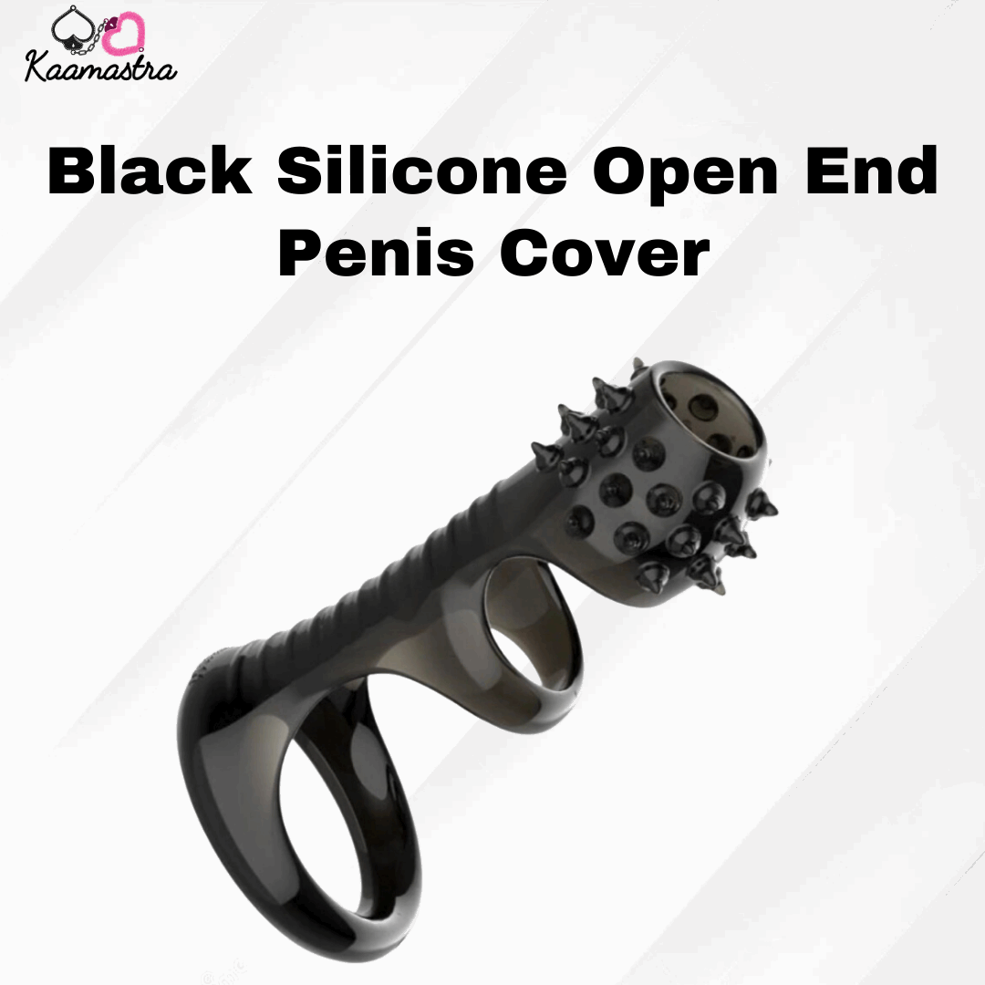 Kaamastra Black Silicone Open-End Penis Cover – Stretchable Pleasure