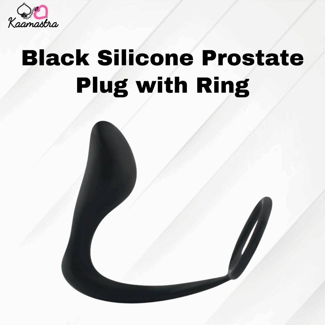 Kaamastra Black Silicone Prostate Plug with Ring – Premium adult toy for prostate stimulation