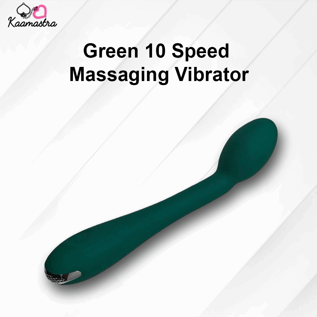 Kaamastra waterproof vibrator with 12 vibration modes, USB charging, and green design