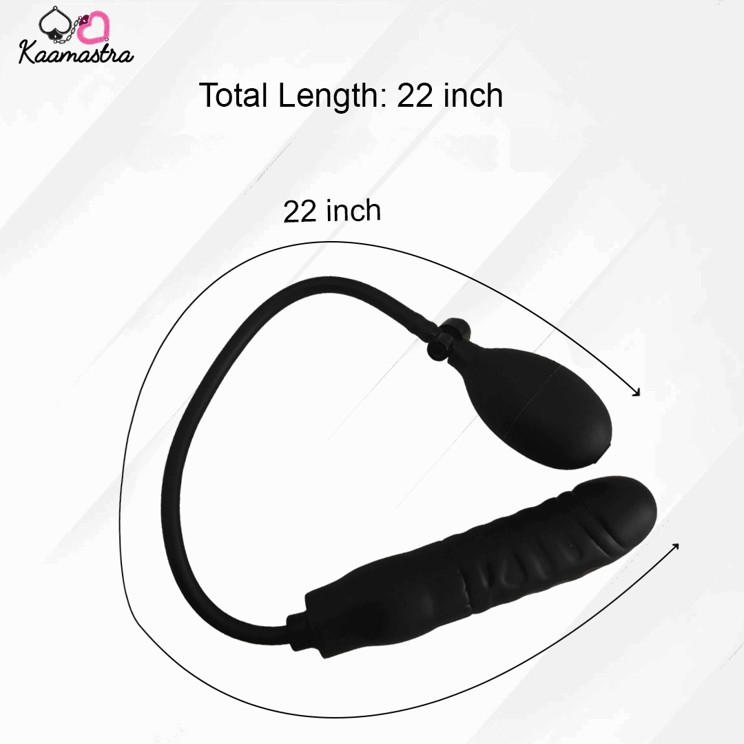 Black silicone product with measurement details on a white background