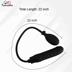 Black silicone product with measurement details on a white background