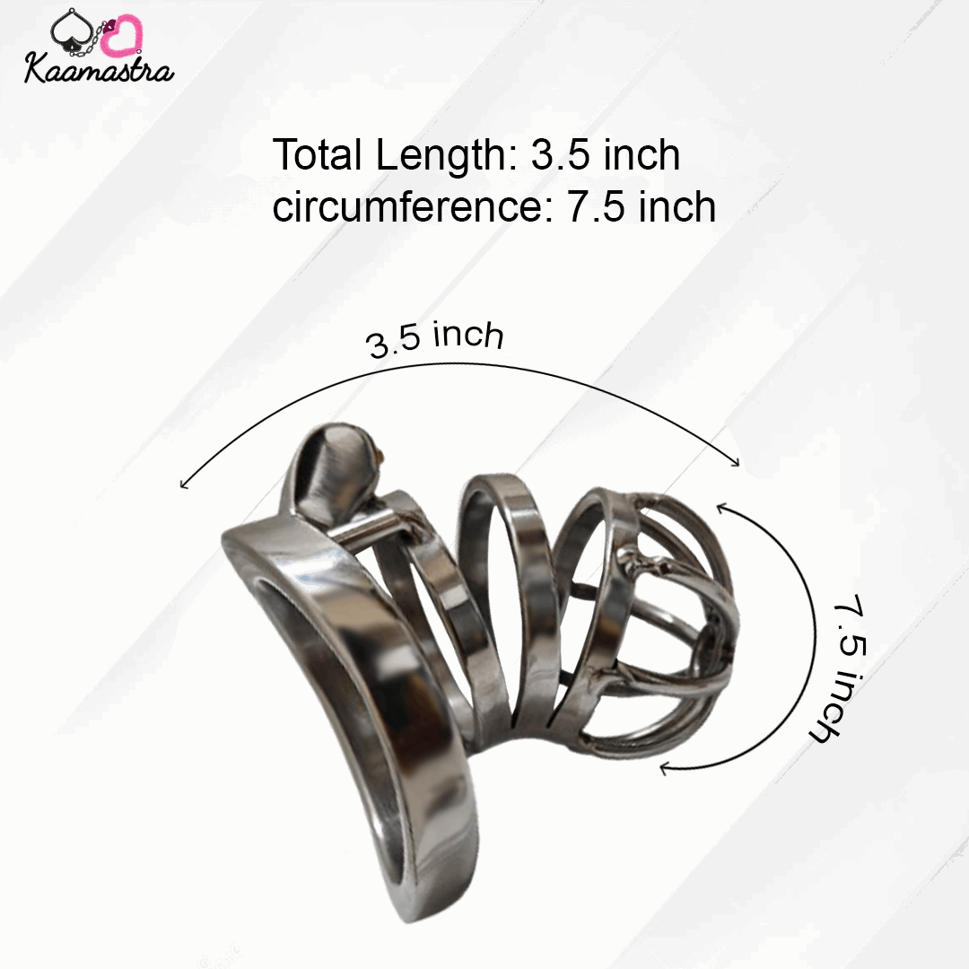 Metal ring with measurements on a white background