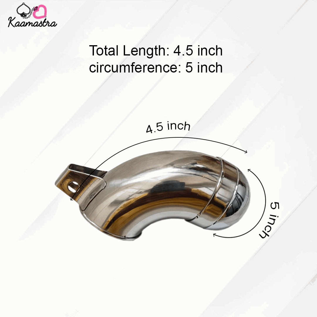 Metallic elbow pipe with dimensions on a white background