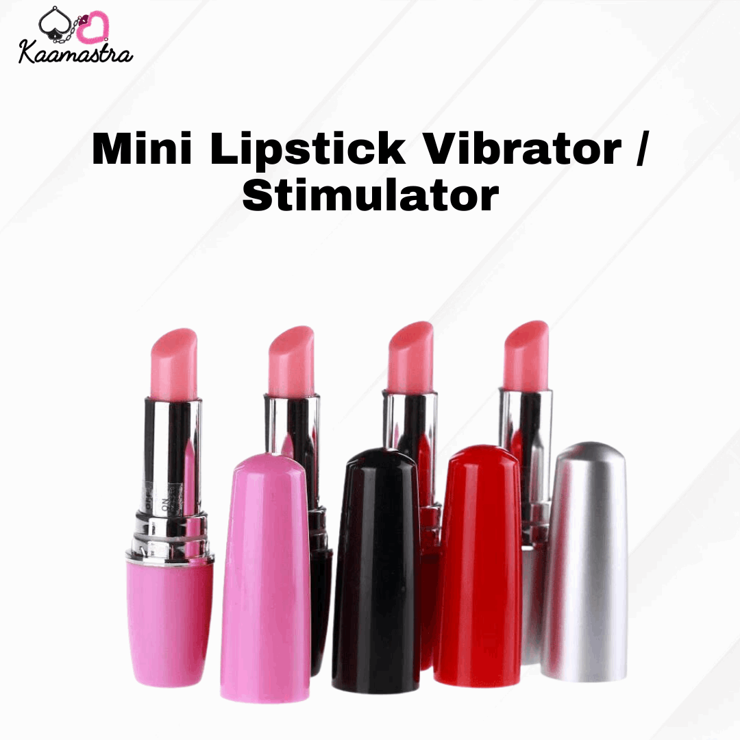 Mini lipstick vibrators in multiple colors including pink, black, and red