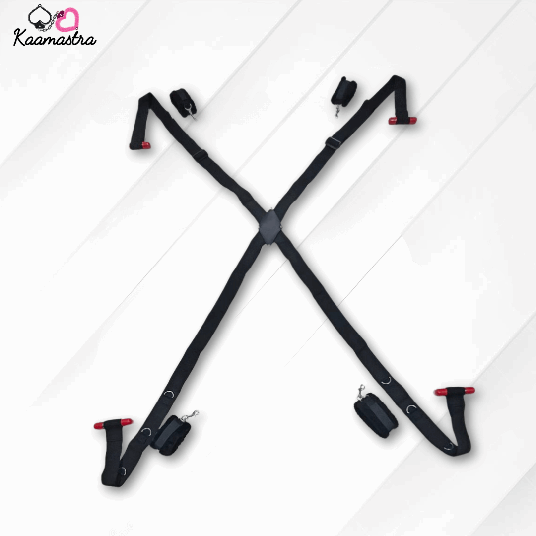 Black and red adjustable stand on a white background with 'Kaamastra' branding.