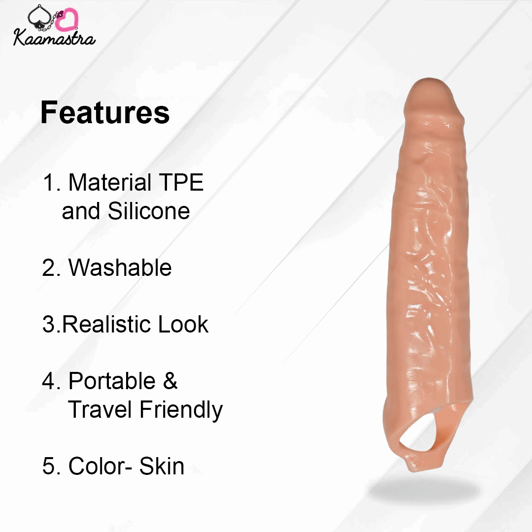 Kaamastra Silicone Penis Extender – Features (TPE Material, Washable, Realistic Look)