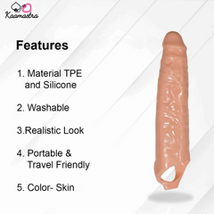 Kaamastra Silicone Penis Extender – Features (TPE Material, Washable, Realistic Look)