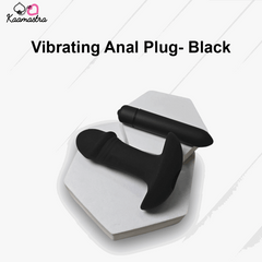 Black vibrating anal plug on a white background with 'Kaamastra' branding.