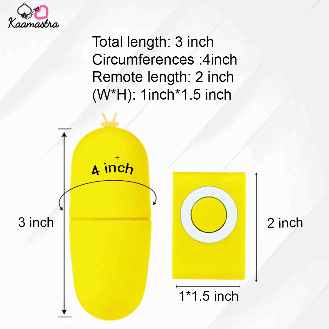 Size details of wireless egg vibrator - 3-inch length with 2-inch remote