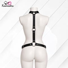 Kaamastra's Midnight Command Black Multi-Strap Body Harness with Metal Rings - Free Size