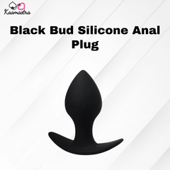 Kaamastra Black Bud Silicone Anal Plug - Sleek black design with tapered tip and flared base