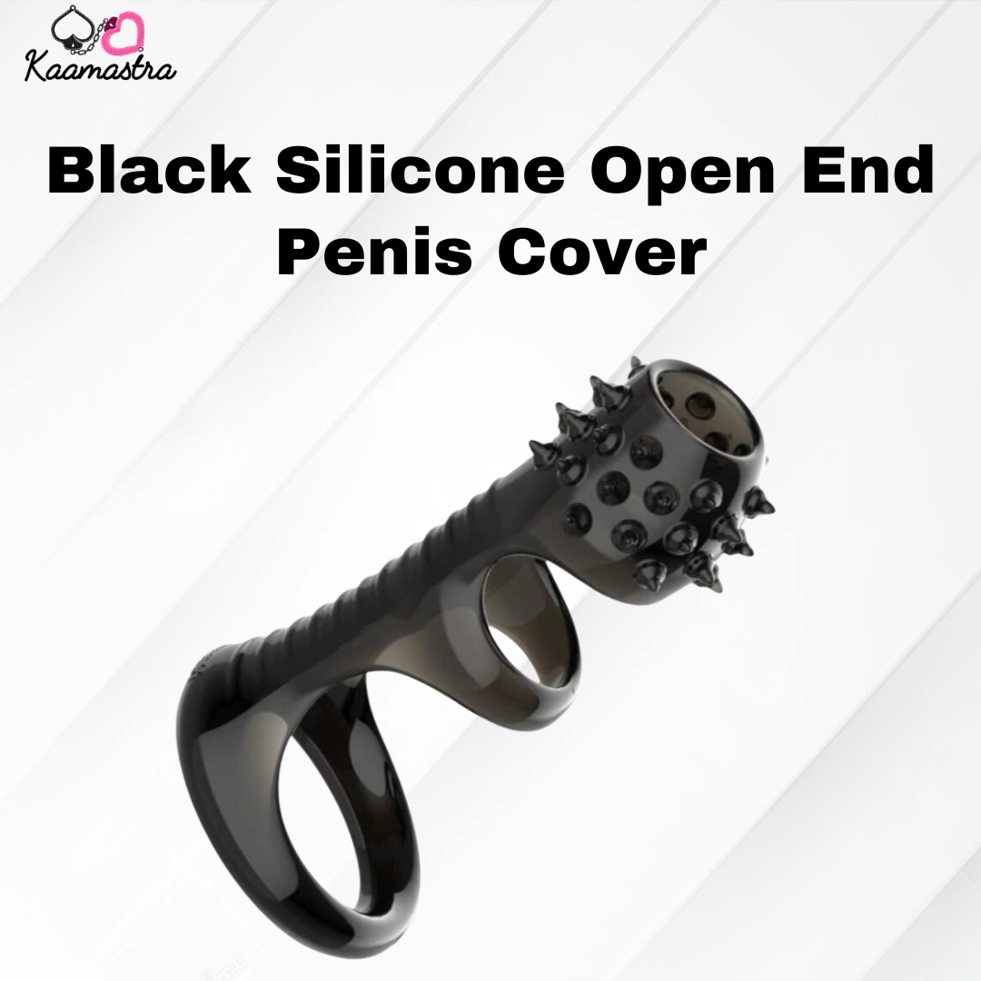 Kaamastra Black Silicone Open-End Penis Cover – Stretchable Pleasure