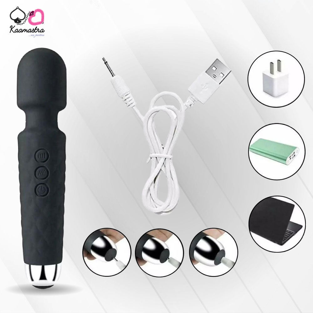 Kaamastra Black Wand Massager and Vibrator For Women