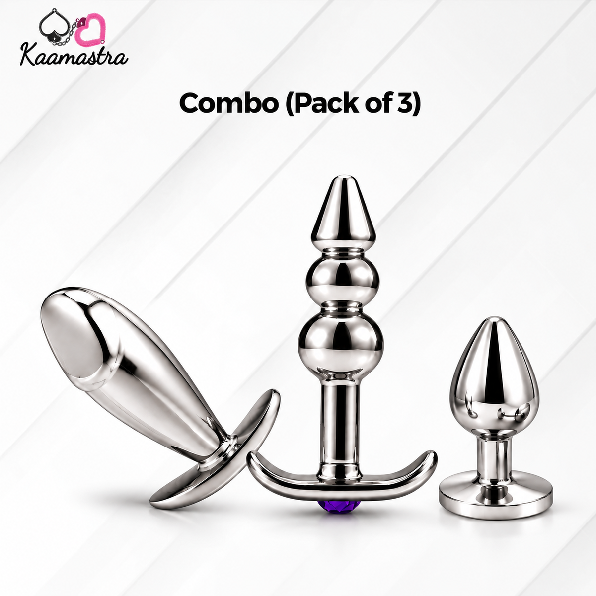 Kaamastra's Butt Plug Combo Set - Pack of 3 | Chrome-Finish Anal Plugs
