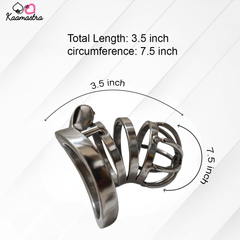 Metal ring with measurements on a white background