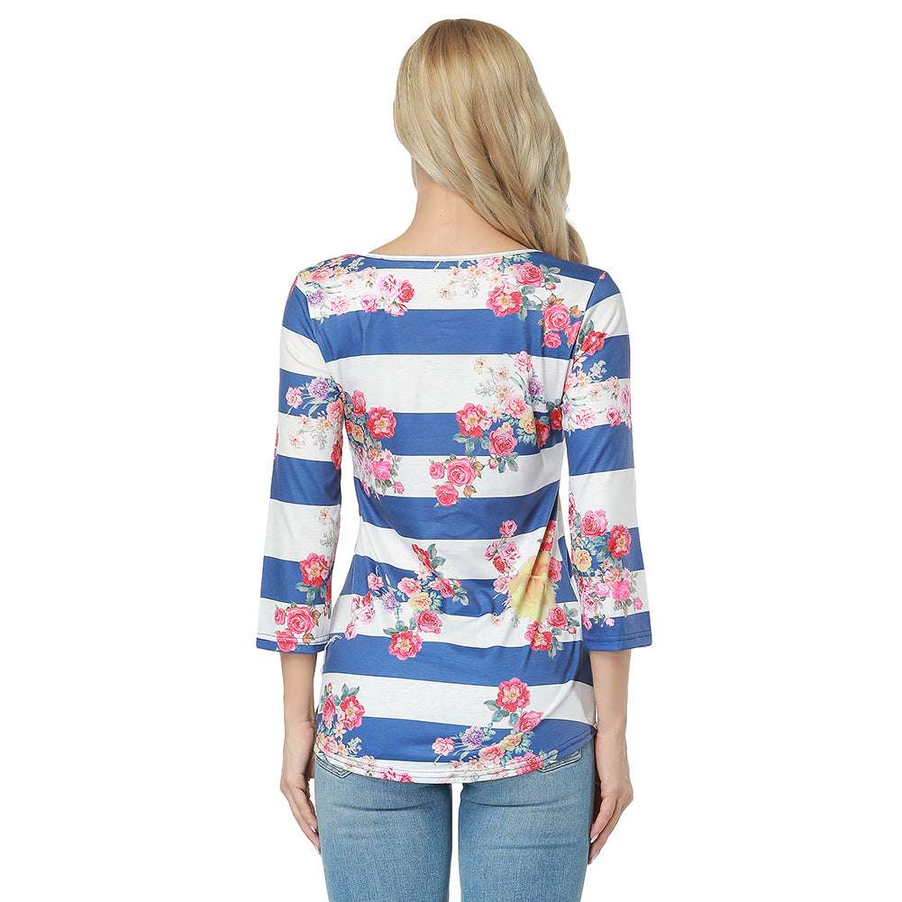Full Sleeve Striped Floral Printed