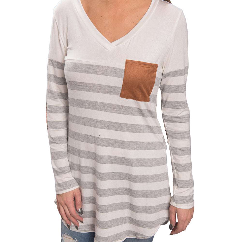 White Stripe Printed V Neck Tank Top