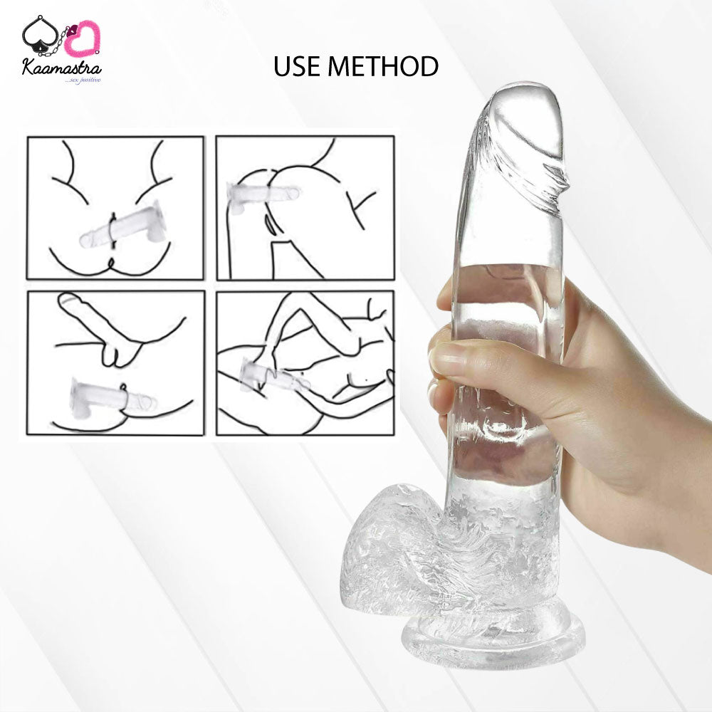 Kaamastra Big Suction Crystal Dildo for Women-Transperent