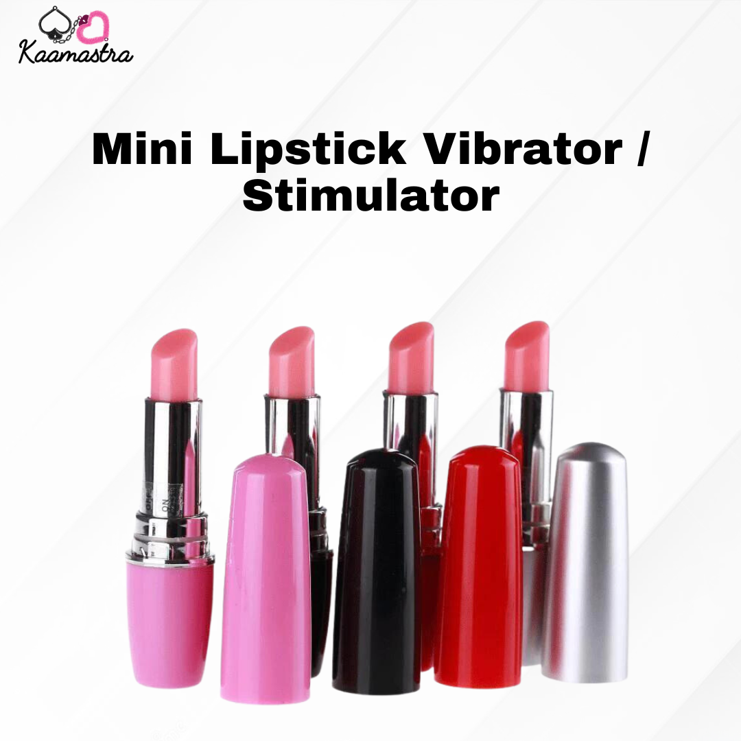 Mini lipstick vibrators in multiple colors including pink, black, and red
