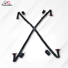 Black and red adjustable stand on a white background with 'Kaamastra' branding.