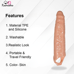 Kaamastra Silicone Penis Extender – Features (TPE Material, Washable, Realistic Look)