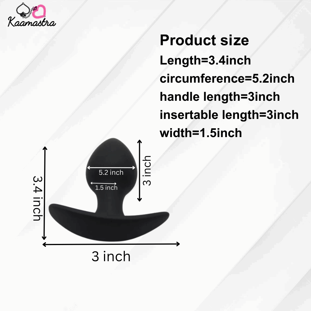 Kaamastra Anal Plug size details - Measurements for length, circumference, and width