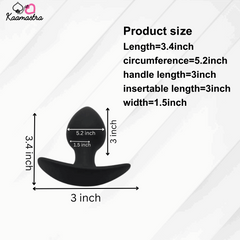 Kaamastra Anal Plug size details - Measurements for length, circumference, and width
