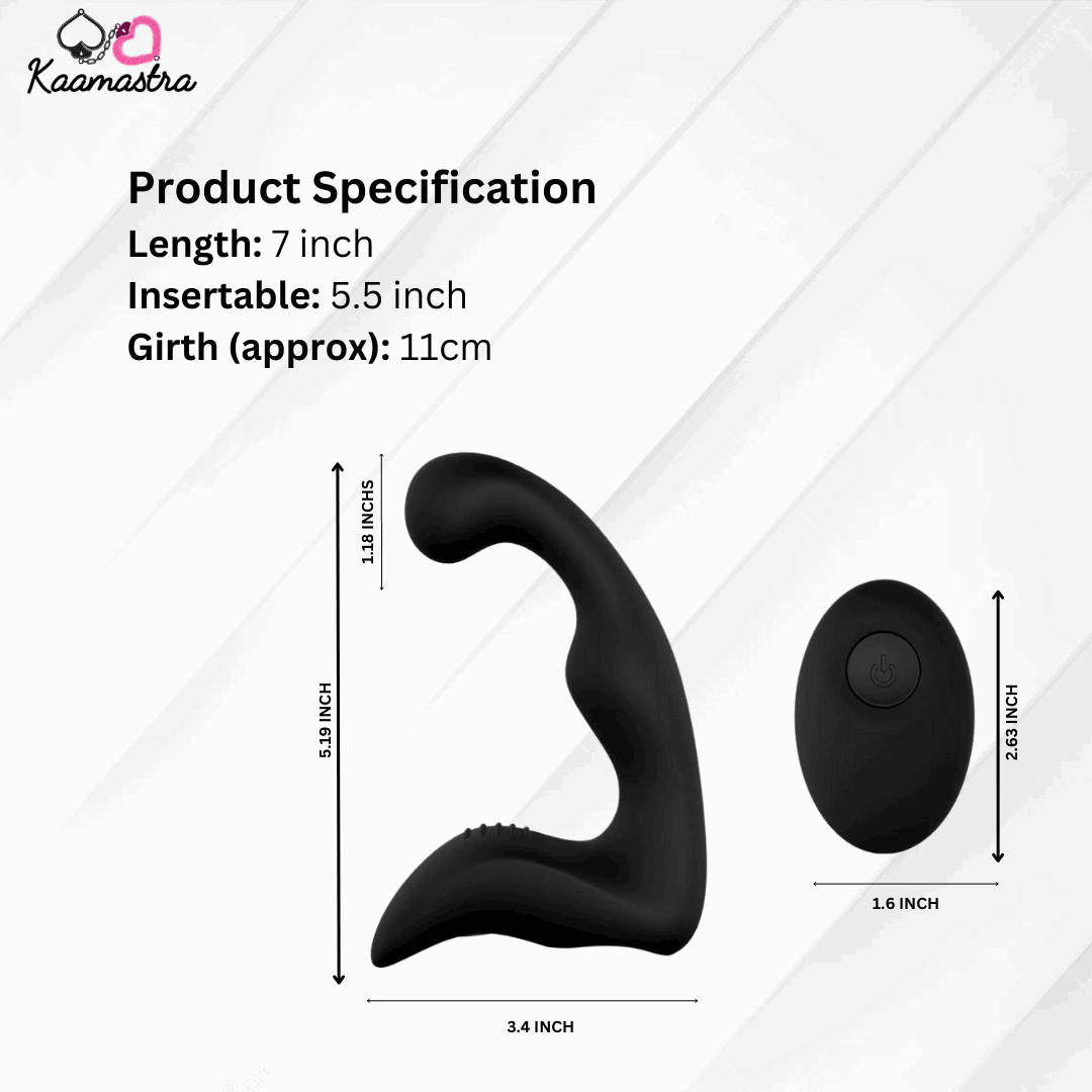 Product specifications: 7-inch prostate massager with 5.5-inch insertable length