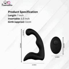 Product specifications: 7-inch prostate massager with 5.5-inch insertable length