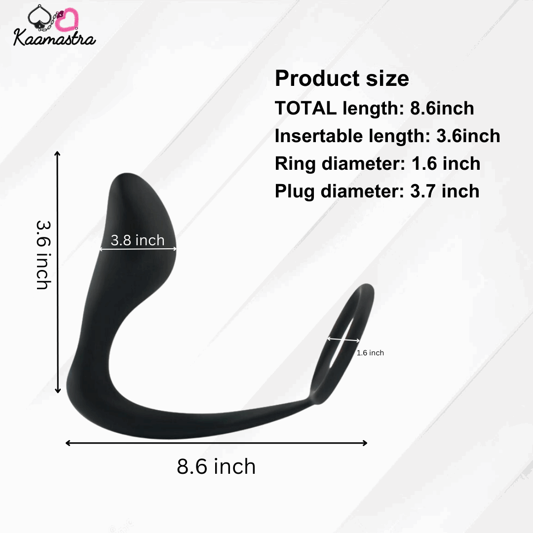 Kaamastra Prostate Plug dimensions – 8.6 inches total length, 3.6 inches insertable