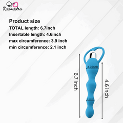 Kaamastras Vibrating Anal Beads size chart - Measurements for length and circumference