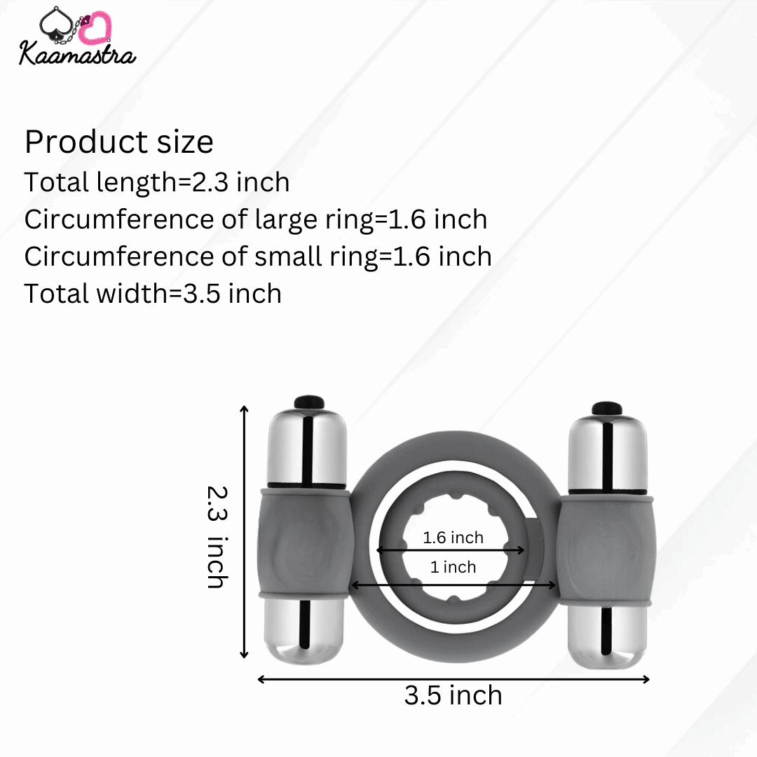 Vibrating cock ring size: 2.3 inch length, 1.6 inch circumference