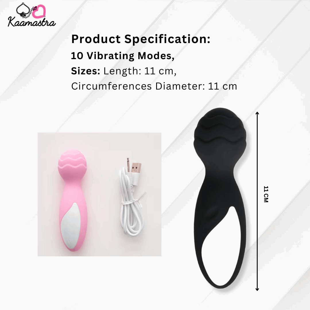 Product specs: 11cm rose wand vibrator – compact and waterproof