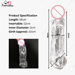 Kaamastra Crystal Penis Sleeve for penis and balls, displayed in packaging