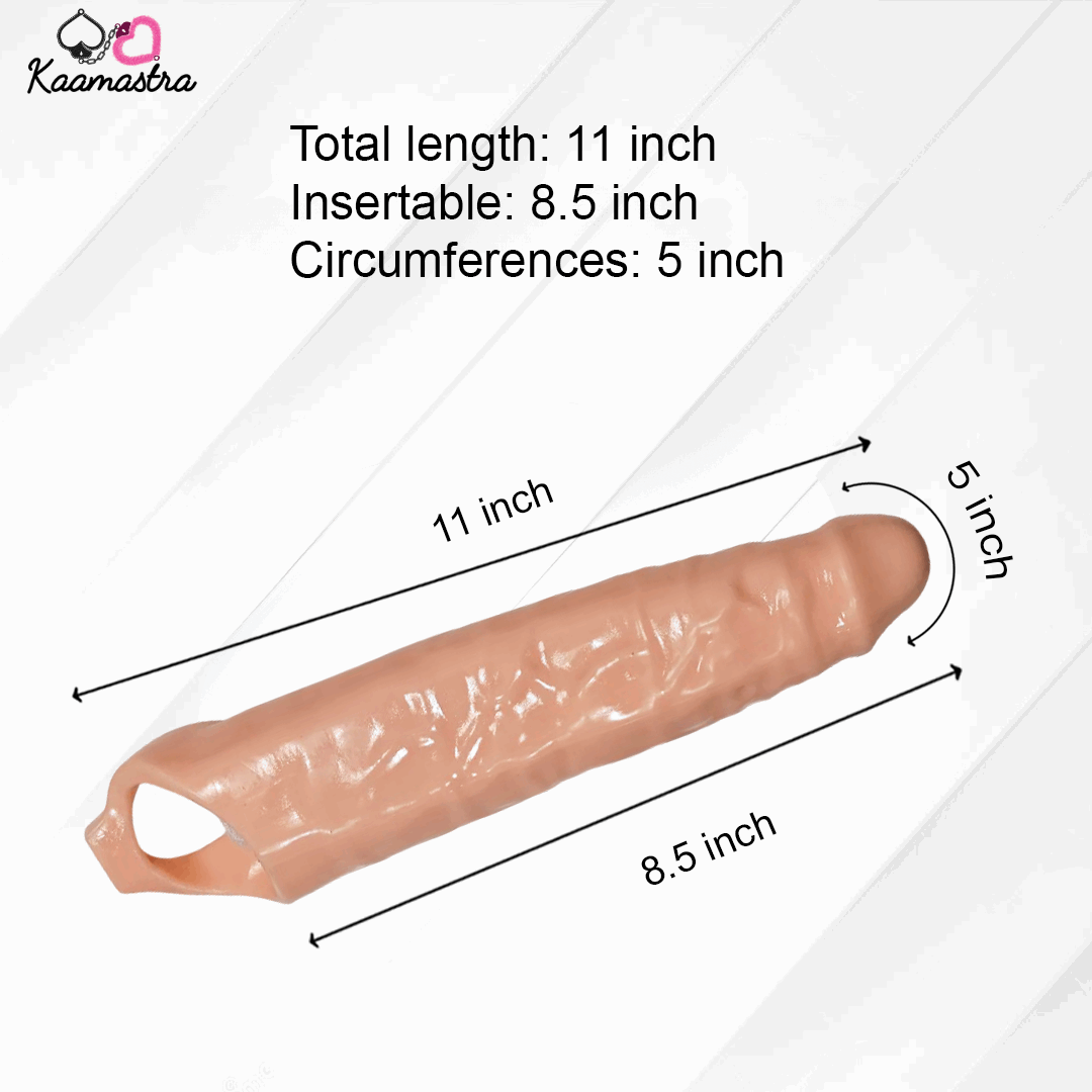 Kaamastra Penis Extender Size Guide – 11 Inches Total, 8.5 Inches Insertable