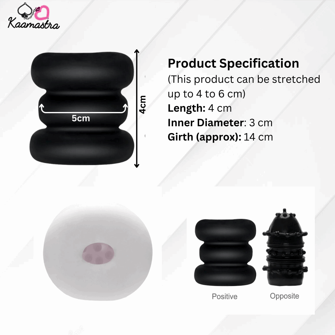 Product specs: 4cm length, 3-6cm diameter stretchable sleeve with 14cm girth