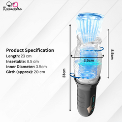 Product specs: 23cm length, 8.5cm insertable automatic stroker with 20cm girth