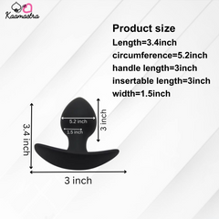 Kaamastra Anal Plug size details - Measurements for length, circumference, and width