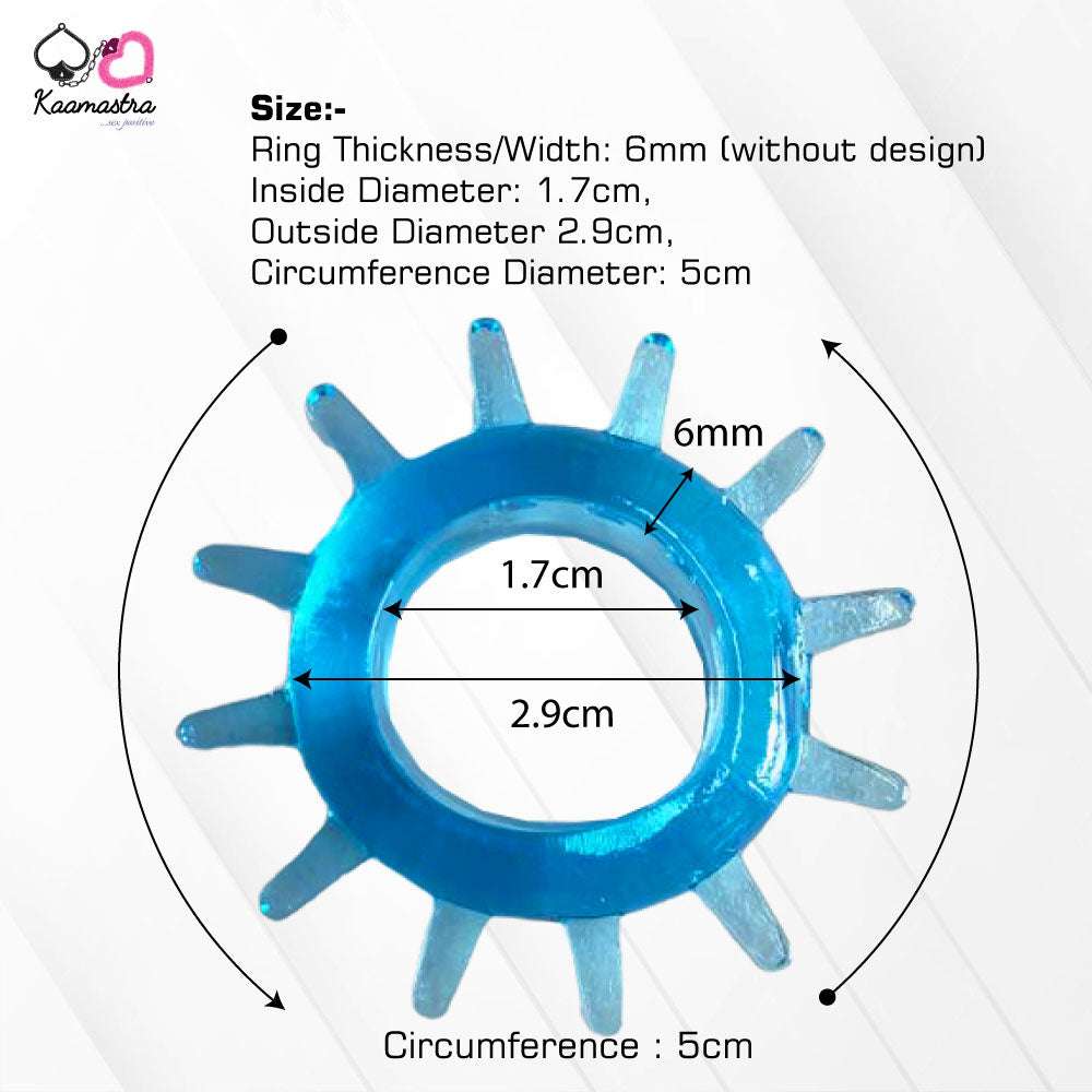Dimensions: 1.7cm inner diameter, 2.9cm outer diameter – spiked silicone cock rings