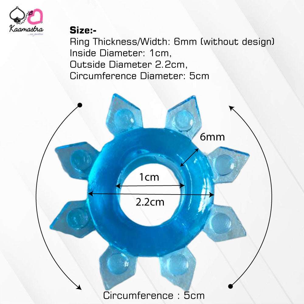 Dimensions: 1cm inner diameter spiked silicone cock ring with dotted texture