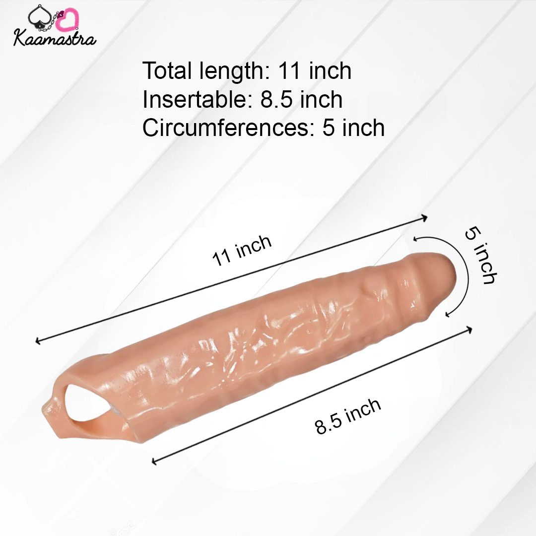 Kaamastra Penis Extender Size Guide – 11 Inches Total, 8.5 Inches Insertable