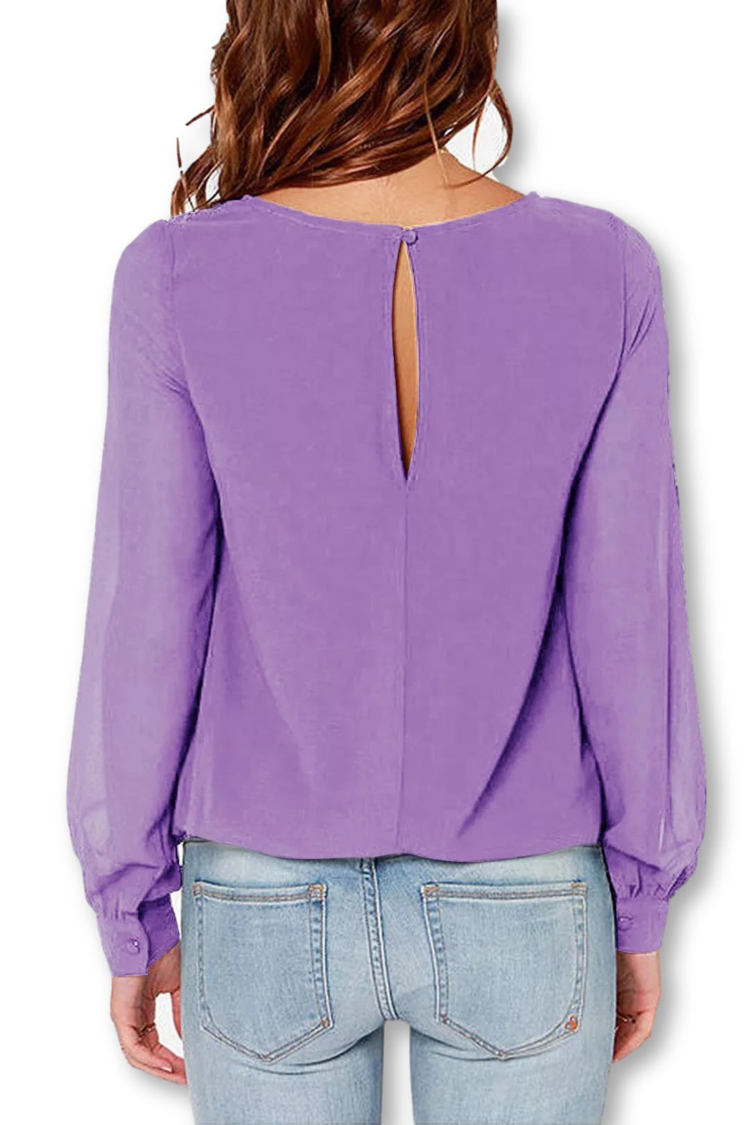 Kaamastra Casual Back Button Keyhole Purple Top